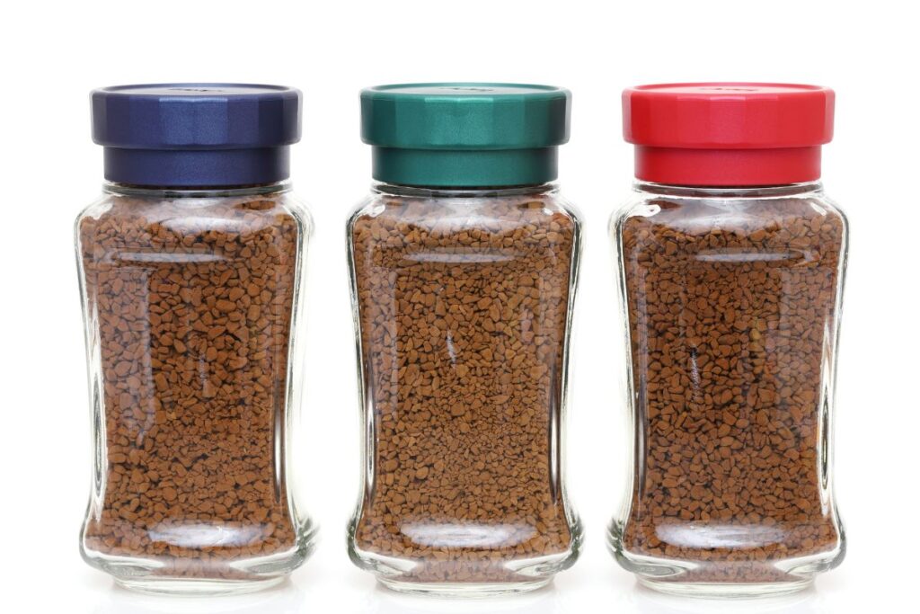 Different jars of instant coffee