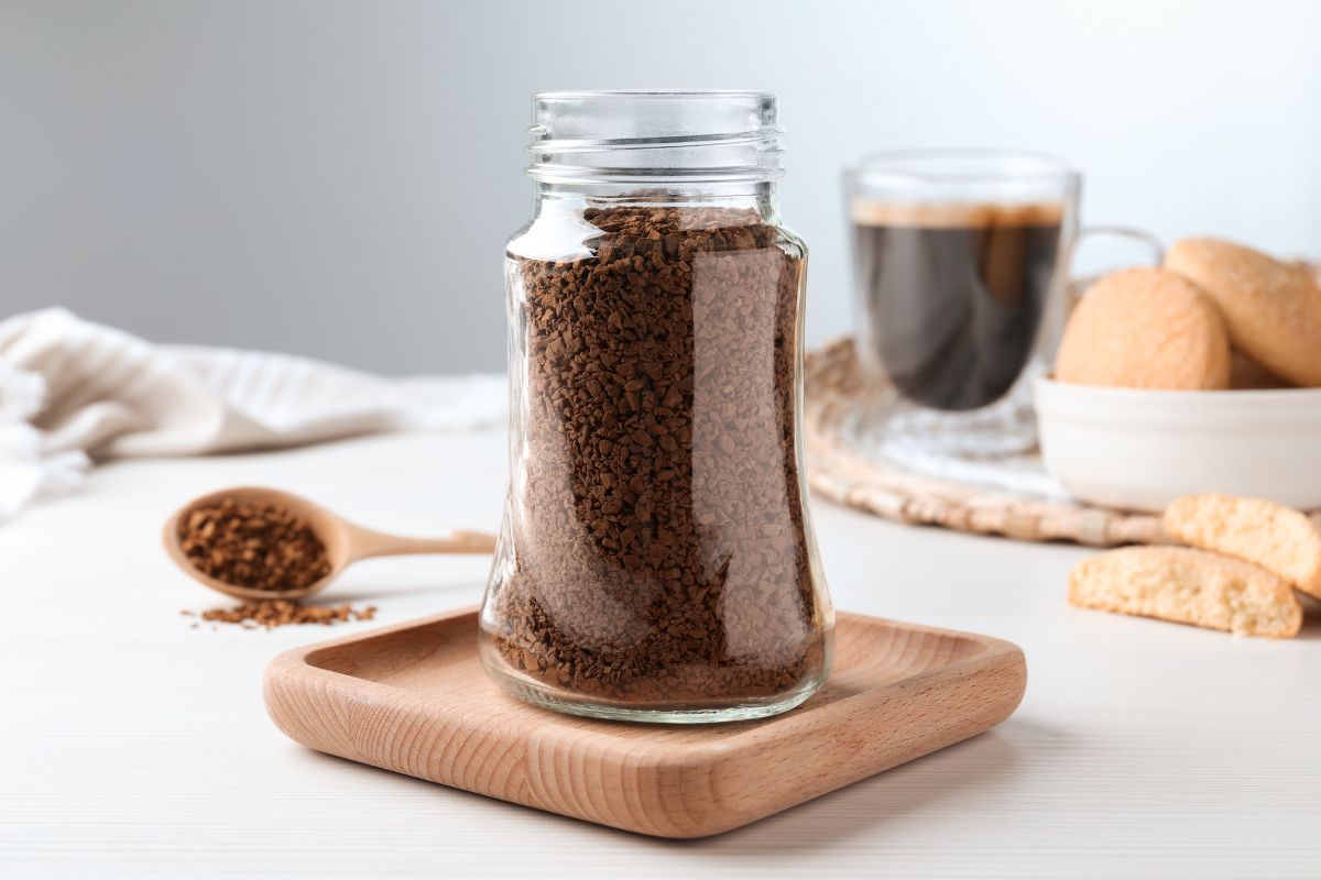 Instant coffee in a jar
