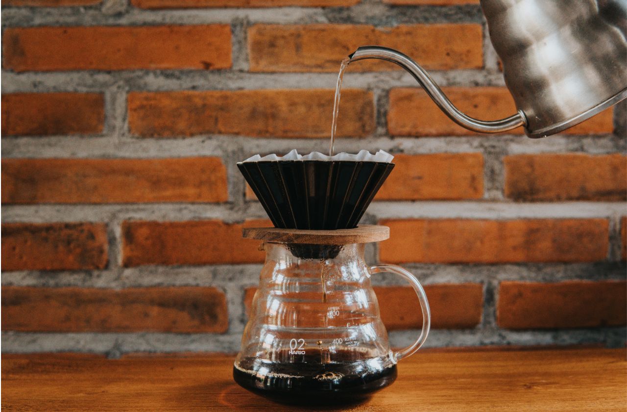 Pouring water over a V60